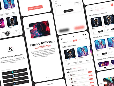 NexArt - NFT Marketplace Mobile App Design branding crypto app crypto web nft web app nft website responsive design ui ux