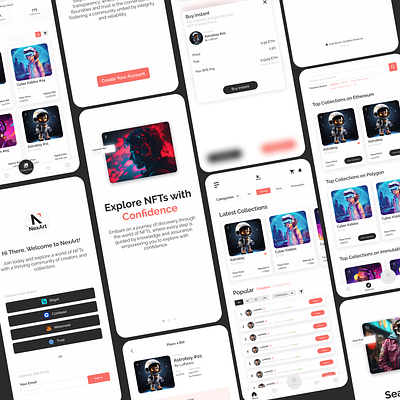 NexArt - NFT Marketplace Mobile App Design branding crypto app crypto web nft web app nft website responsive design ui ux