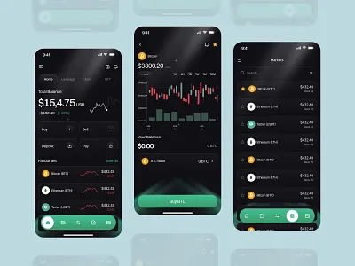 Fintech Mobile App for Crypto Trading bank banking app crypto crypto app dark mode ui data visualization finance app fintech ui investment app mobile app design modern design product design trading app ui ux design
