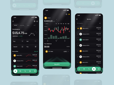 Fintech Mobile App for Crypto Trading bank banking app crypto crypto app dark mode ui data visualization finance app fintech ui investment app mobile app design modern design product design trading app ui ux design