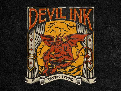 DEVIL INK badge badgedesign design graphic design illustration illustration design logo oldschooltattoo tattoo