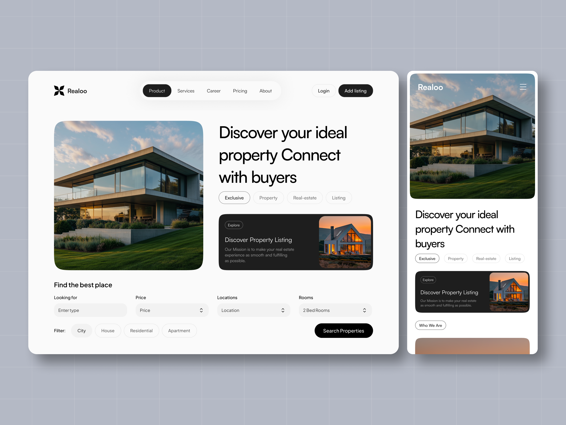 Realoo — Modern Real Estate Platform for Property Listings property connection
