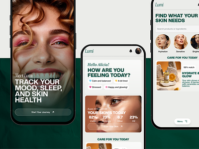 Lumi - AI Beauty Routine Apps✨✨ ai ai apps ai beauty android apps beauty beauty apps brauty journal cosmetic health healthcare interface ios minimal mobile apps modern routine skin routine skincare ui