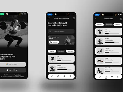 Workout & Health Tracker App Design app graphic design mobile app design ui ux design