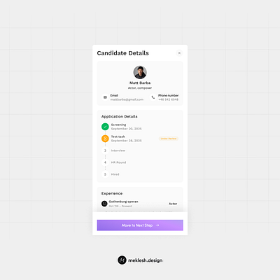 Candidate details candidate design details profile ui ux