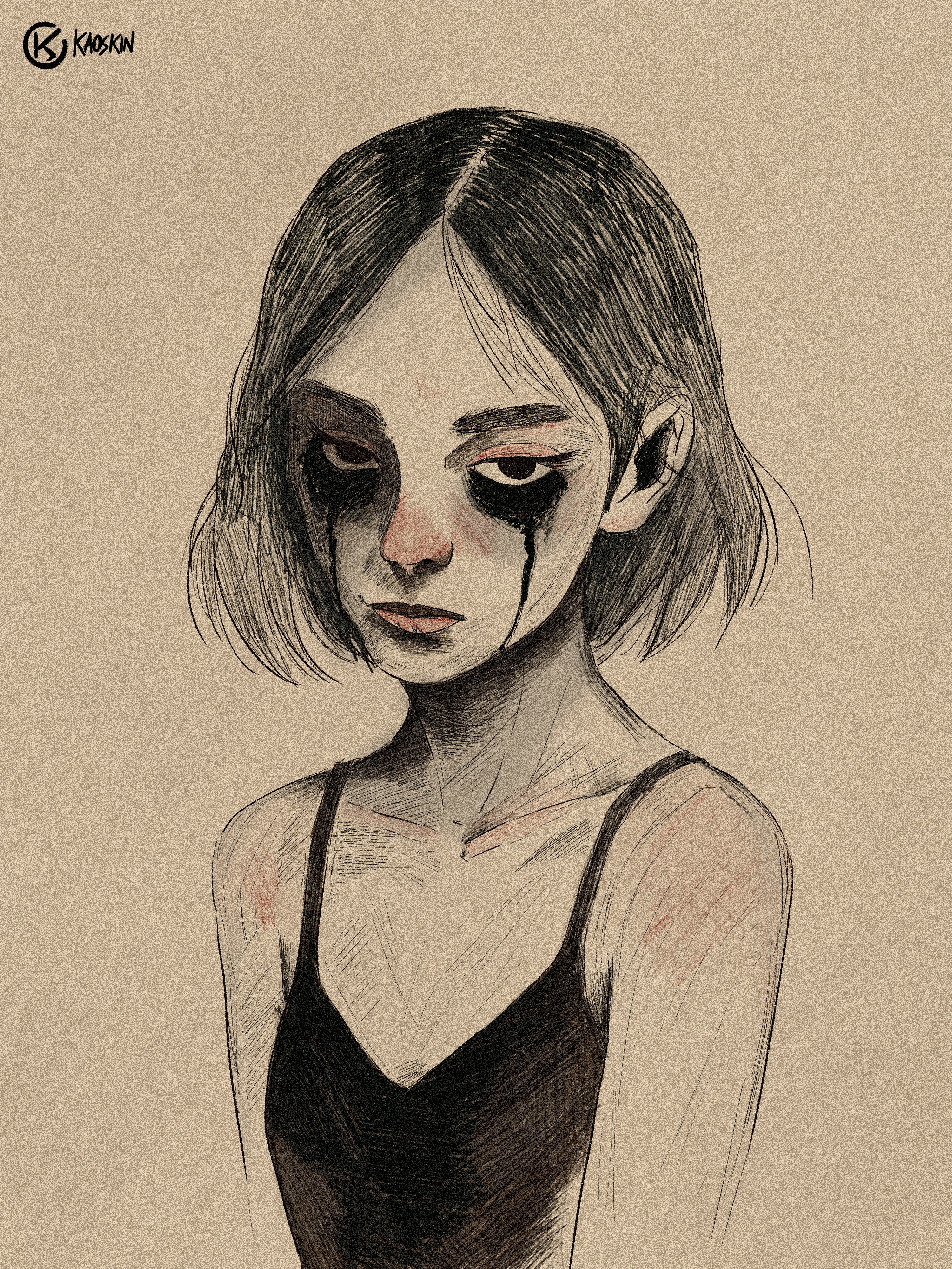 Fragile - expressive digital portrait character design concept art digital art drawing emotional art expressive style illustration ink texture line art portrait procreate