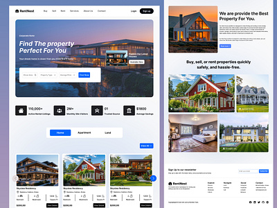 Modern Clean Real-State Website Landing-Page UI Design clean design figma design home website house website land website modern clean real state website modern website real state ui real state website