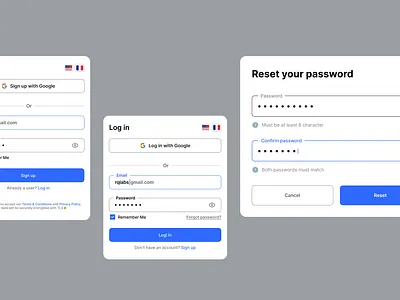 Log in & Sign up screens (+reset password) @academy rq @rasheed ux ui
