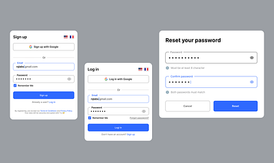 Log in & Sign up screens (+reset password) @academy rq @rasheed ux ui