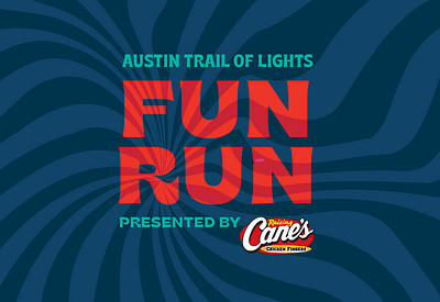 Fun Run brand refresh 70s branding chicken fun run graphic design logo psychedelic raising canes swirl typography