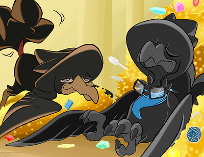 Krows when they find your secret stash… animal art bird fanart murkrow pokemon