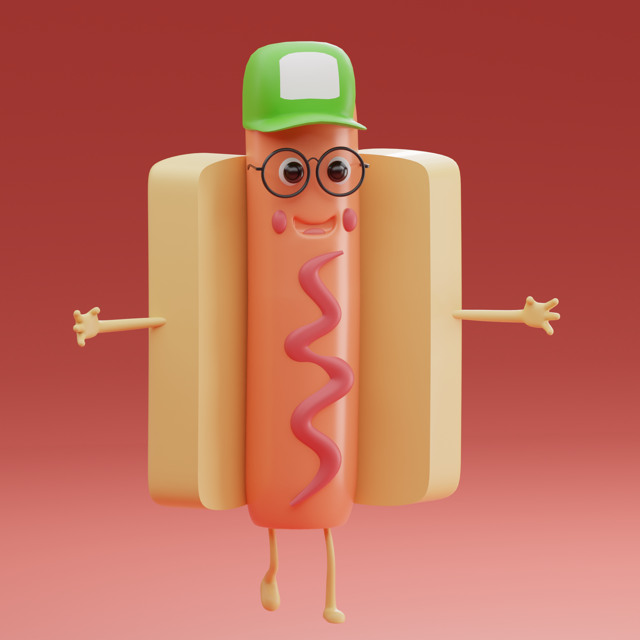 _A Slice of Life_ 3d 3d blender 3d cute cartoon 3d designs branding character design concept art cute fun food gifs graphic design hot dog illustration nft photoshop playfulbranding sticker storyboard traits