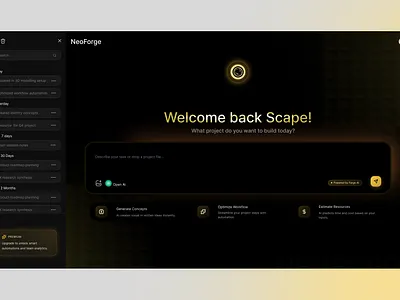 Neoforge, Minimal AI Interface for project planning ai dashboard dashboard design ui ux