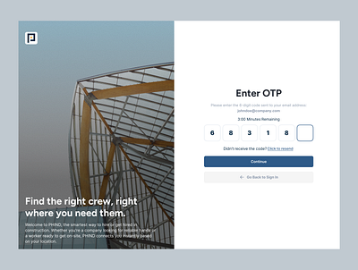 Phind - Enter OTP screen graphic design onboarding otp product design ui ux web app