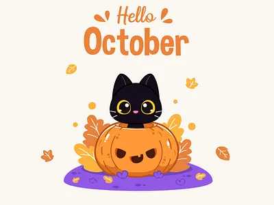 October autumn kawaii kitten trick or treat