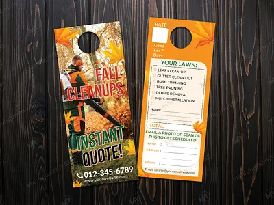 Fall Cleanup Services Door Hanger Design property cleanup door hanger