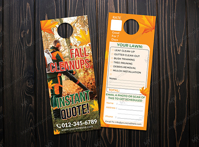 Fall Cleanup Services Door Hanger Design property cleanup door hanger
