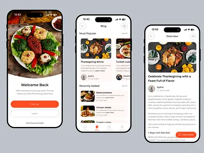 Blog screen- AI Food Recipe Mobile App aiappdesign aifoodapp appdesign appui blog blog page blog screen cookingapp foodapp foryou mobileappdesign mobileux overview smartcooking uidesign uxdesign