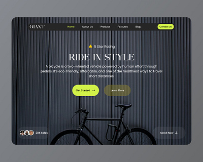Ride in Style – Modern Bicycle Hero Page UI Design bicycle website bike brand bike store website clean interface creative web design dark theme ui ecommerce landing page figma design hero section homepage design interaction design landing page design minimalist design modern ui design product landing page responsive web design ui inspiration ux ui case study web ui website concept
