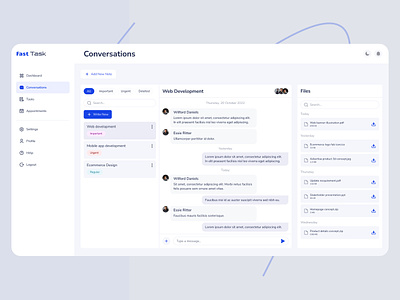 Fast Task - Web App - Conversation application chat conversation dashboard design product product management saas task management ui ux web app website