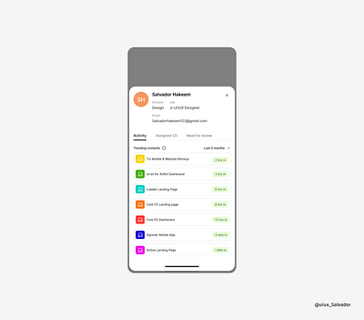Work Profile app design graphic design landing page mobile mobile ui month profile role ui ui design uiux