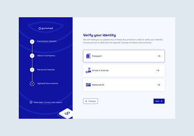 GoNomad onboarding flow screens dashboard design onboarding flow product design redesign ui ux web app