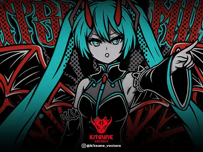 Hatsune Miku Demon T-shirt Design design exclusive vector hallowen design hatsune miku hatsune miku demon hatsune miku tshirt illustration t shirt tshirt design vector
