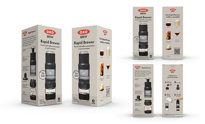 OXO Brew Rapid Brewer 3d rendering branding instruction booklet insert marketing collateral packaging design photography production ui