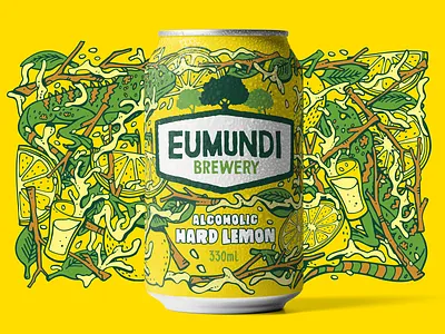 Beer Can Illustration alcohol beer can can design glass illustration lemon lizard matt vergotis packaging design trees verg
