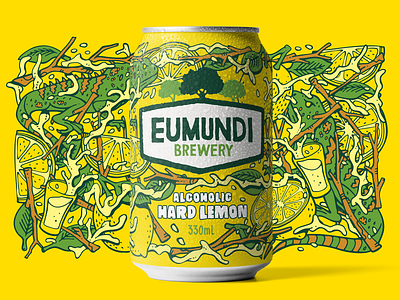 Beer Can Illustration alcohol beer can can design glass illustration lemon lizard matt vergotis packaging design trees verg