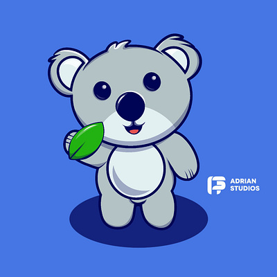 cute koala holding leaf cartoon illustration animal animal character app branding cartoon character cute cute cartoon cute character cute koala cute vegetable design graphic design illustration koala cartoon logo mascot ui ux vector