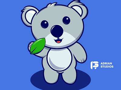 cute koala holding leaf cartoon illustration animal animal character app branding cartoon character cute cute cartoon cute character cute koala cute vegetable design graphic design illustration koala cartoon logo mascot ui ux vector