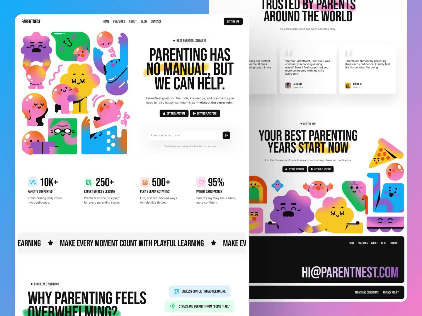 Example of ParentNest - Website Landing Page Animation