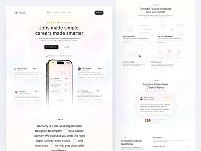 Careerly - Job Portal Landing Page 💼 careers app carrers hiring hiring platform interview job job board job finder job finder app job interview job listing job portal job search job street jobseeker judha recruitment saas vacancies