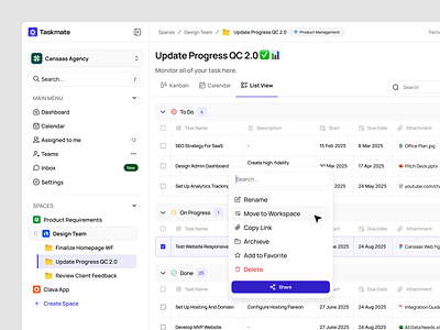 SaaS Task Management cansaas clean collaboration dashboard design employee interface management member product design project saas saas dashboard task task management team ui ux
