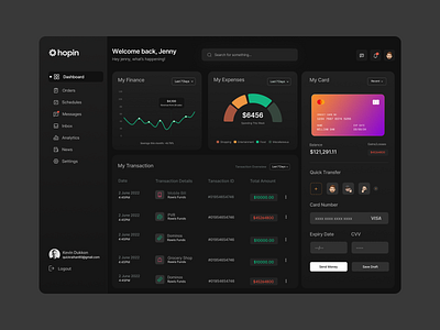 Personal Finance Dashboard app banking chart clean dark dark mode dark ui dashboard design finance finance dashboard fireart minimal number online banking dashboard product ui ux wallet dashboard web