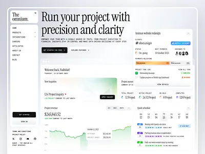The omnium - AIO Project Management Website Header 🔮 dashboard finance illustration inquiry landing page management project saas task todo tracker website