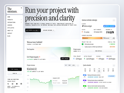 The omnium - AIO Project Management Website Header 🔮 dashboard finance illustration inquiry landing page management project saas task todo tracker website