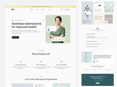 Telemedicine - Web Design doctorapp healthcare healthtech interface landing page medicalui medtech patientportal product design telemedicine ui uidesign uiux web design