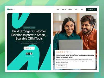 Customer Relationship Management SaaS Platform Landing Page app automation b2b business costumer crm management saas sales software startup ui ux web