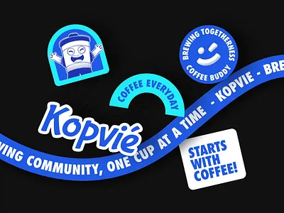 Merchandise Sticker - Kopvié animation blue brand brand guidelines brand identity branding coffee shop design habito hatypo illustration logo logo design merch motion graphics sticker visual identity