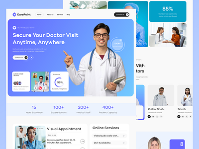 Care-Point Online Doctor Landing Page design appoinment clinic doctor appoinment doctor booking website doctor landing doctor website find doctor health healthcare landing page healthcare ui design landing page medical medical website medicine care patient personal doctor booking website ui design ux design web design website