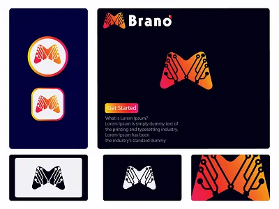 M Tech Logo 3d abstract logo brand brand identity branding design graphic design icon illustration letter logo logo logos logotype m logo tech ui
