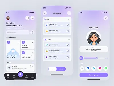 Instant AI Transcription Voice App aiapp aipowered aitranscription instanttranscription mobileapp mobileappdesign nextgenapp productivityapp smartassistant speechtotext techinnovation uxuidesign voiceapp voicenotes voicetotext voicetranscription worksmarter
