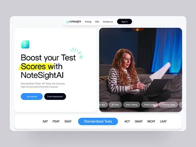 Website for AI-powered Study Plans ai animation landing page motion design note scroll design study study plan ui ux uxui web development webdesign webflow website