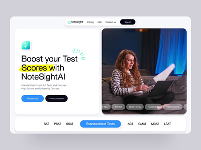 Website for AI-powered Study Plans ai animation landing page motion design note scroll design study study plan ui ux uxui web development webdesign webflow website