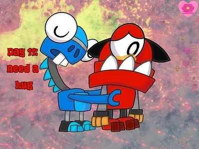 Traumatober Day 11: need a hug art post art tag digital art drawing fan art illustration mixels