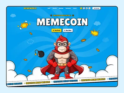 Memeworld - Meme Coin Website Design crypto coin crypto memecoin meme ai meme coin meme coin home meme coin landing page meme coin token website meme token memecoin template memeword