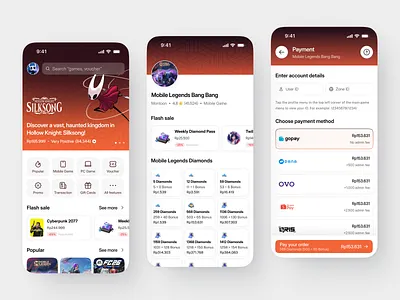 🎮 TopWave - Modern Game Top Up Platform app app design clean game mlbb top up ui uiux
