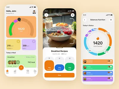 Health & Wellness App - AI Powered Fitness Tracker UI ai app design application clean fitness fitness app fitness interface fitness mobile ui gamification habit tracker health health tracker macro tracking meal planner mobile app mobile ui nutrition nutrition app uiux wellness